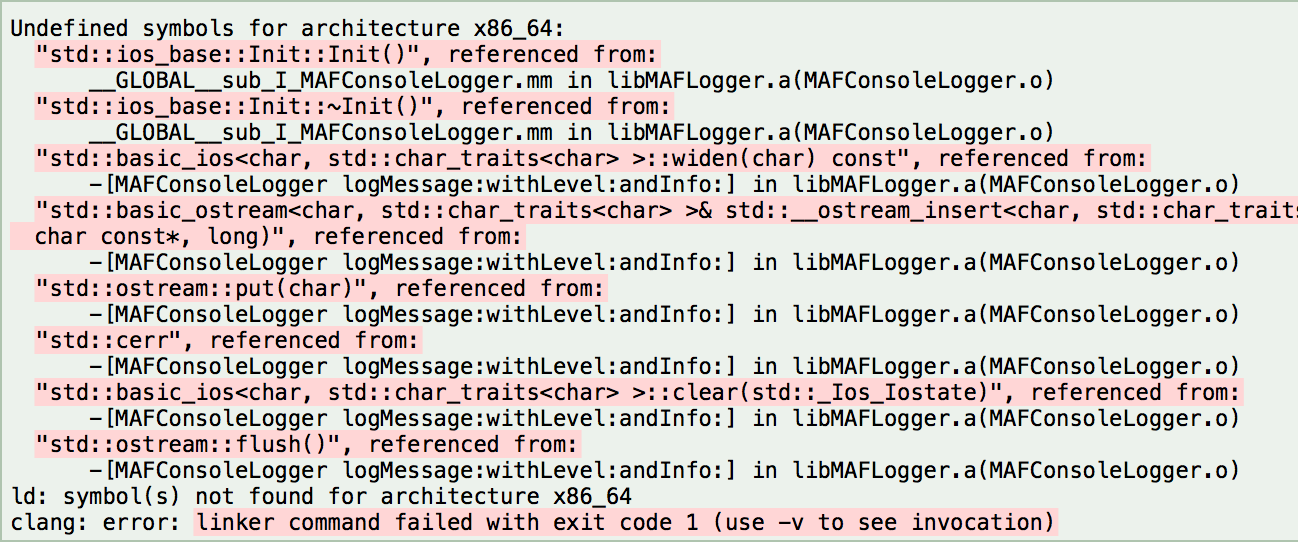 Linker command failed with exit code 1. Undefined symbol.